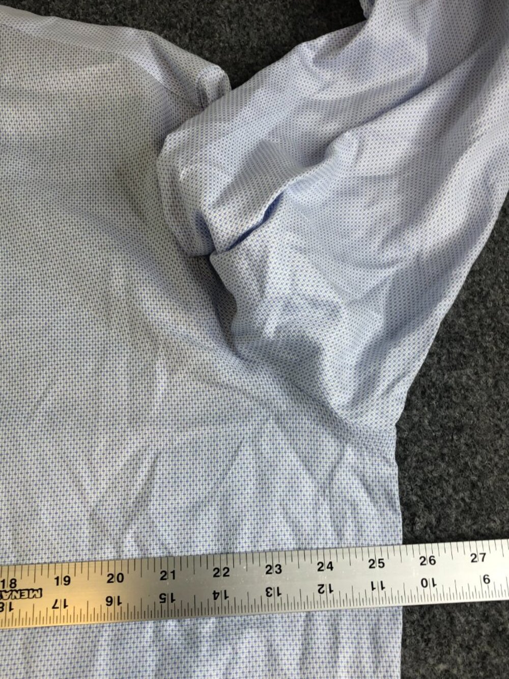 Charles Tyrwhitt Shirt Mens 18 35 Blue Non Iron Slim Fit Micro Check French Cuff - Picture 6 of 9